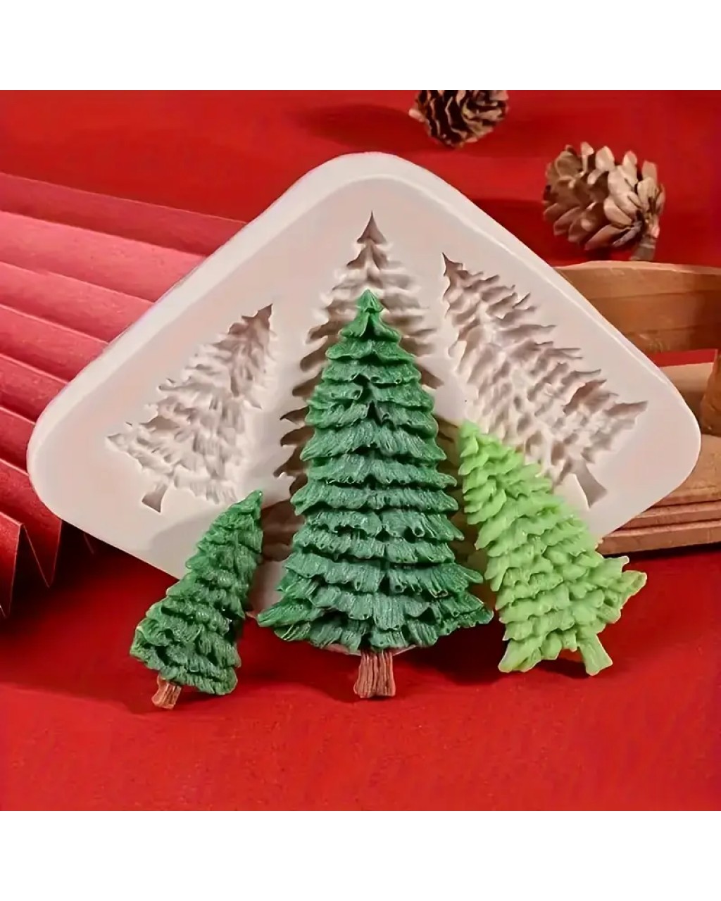 YY5942 3 Adet Noel Ağacı Şeklinde Çam Ağacı Silikon Kalıp